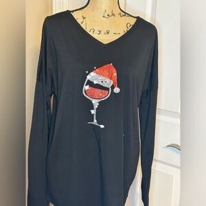 SIZE GRAPHIC SEQUIN LONG SLEEVE ROUND NECK SHIRT SIZE M